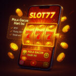 Ilustrasi pola gacor Slot777 hari ini — pemain memegang smartphone dengan layar game slot, grafik RTP, dan checklist di samping